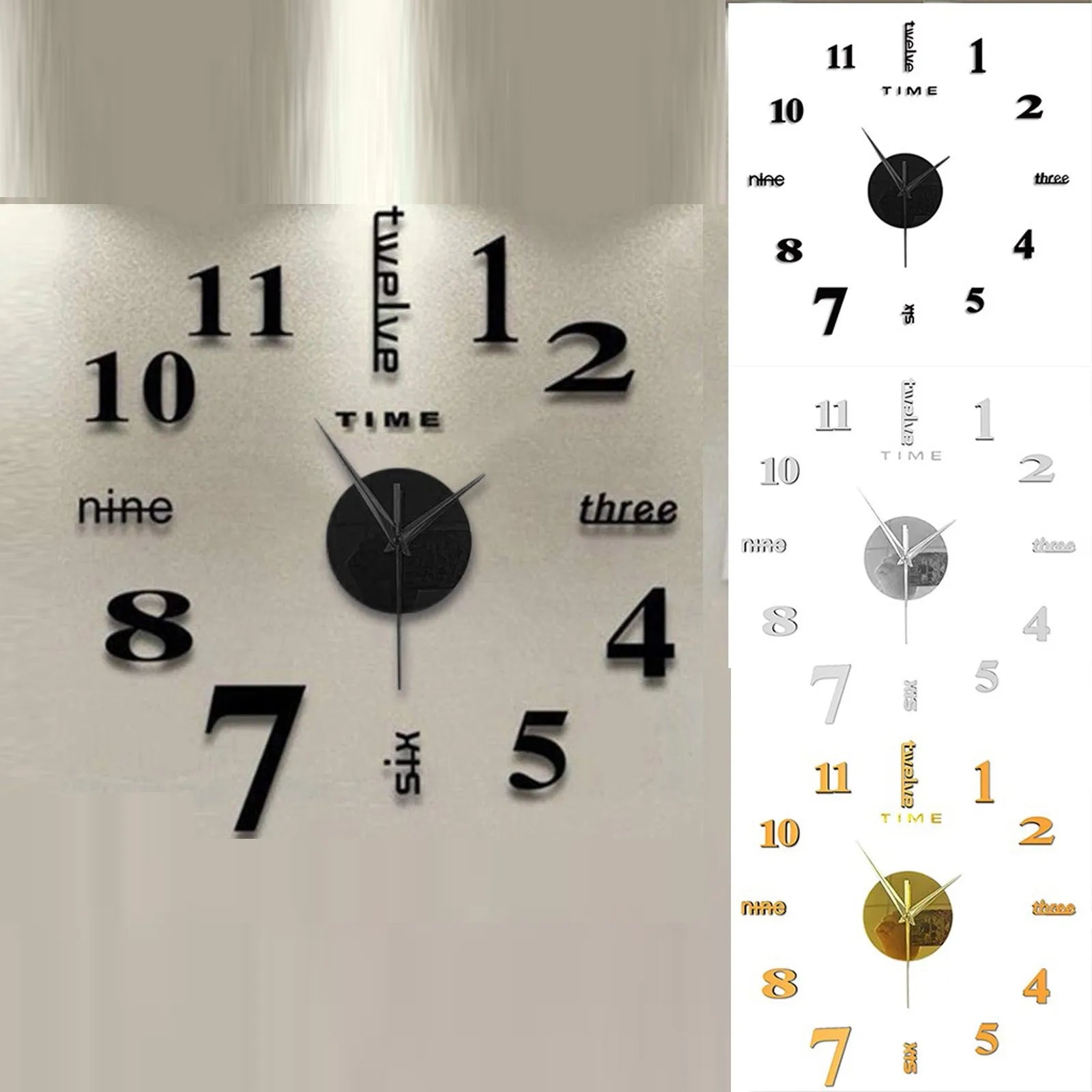 2024 New Creative Wall Clock Living Room DIY Wall Sticker Clock Mute Wall Clock Home Decorate Wall Digital Clock Needle Watch Oasis Select