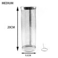 BBQ Basket Stainless Steel Rolling Grilling Basket Wire Mesh Cylinder Grill Basket Portable Round Outdoor Camping Barbecue Rack Oasis Select 20x9x9cm