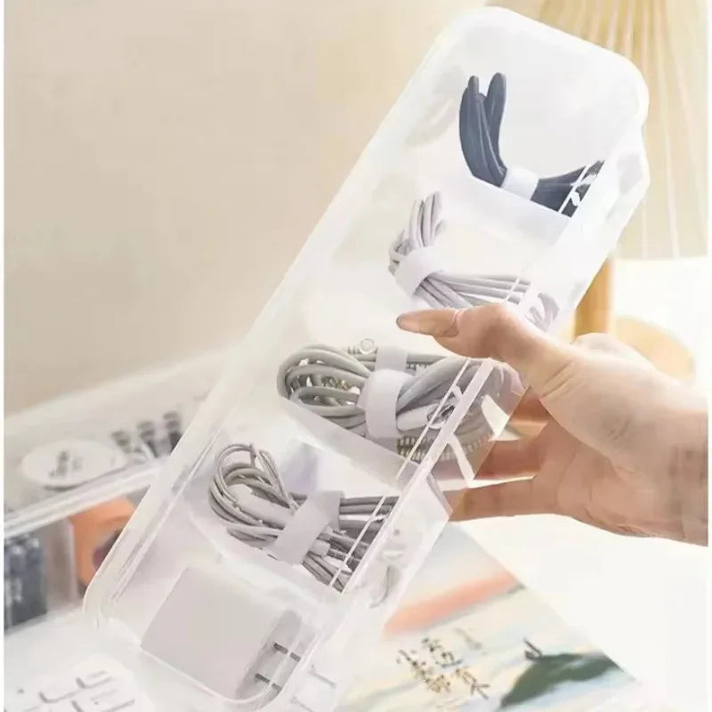 Transparent Cable Storage Box, Compartment Organizer With Lid, Dust-Proof Tidy For Use In Office And Home Oasis Select