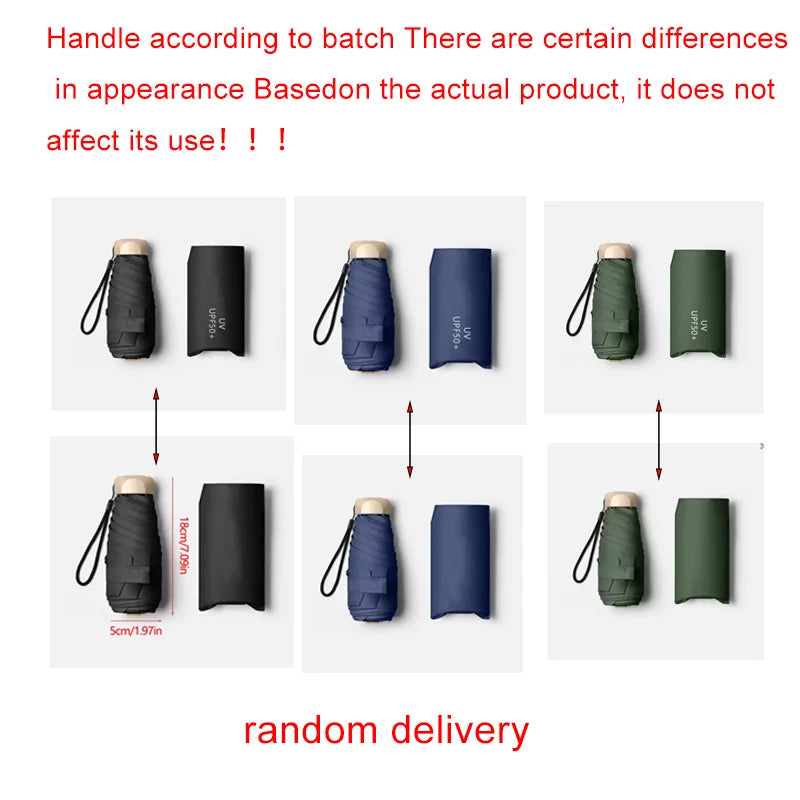 1Pc 55% Off Mini Sun Umbrella Pocket Rain Umbrella Vinyl Folding UV Ultraviolet Protection Sun Shade Pocket Parasol Capsule Oasis Select