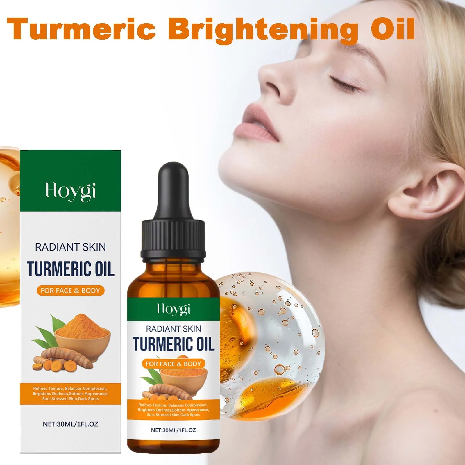 Turmeric Brightening Oil Dark Spot Corrector Exfoliating Face Oil Even Skin Tone Nourishing Fades Sun Spots Body Face Skincare Oasis Select
