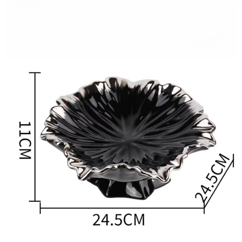 Ceramic High-end Fruit Tray Living Room Coffee Table Home Light Luxury Creative Lotus Leaf Candy Tray Oasis Select