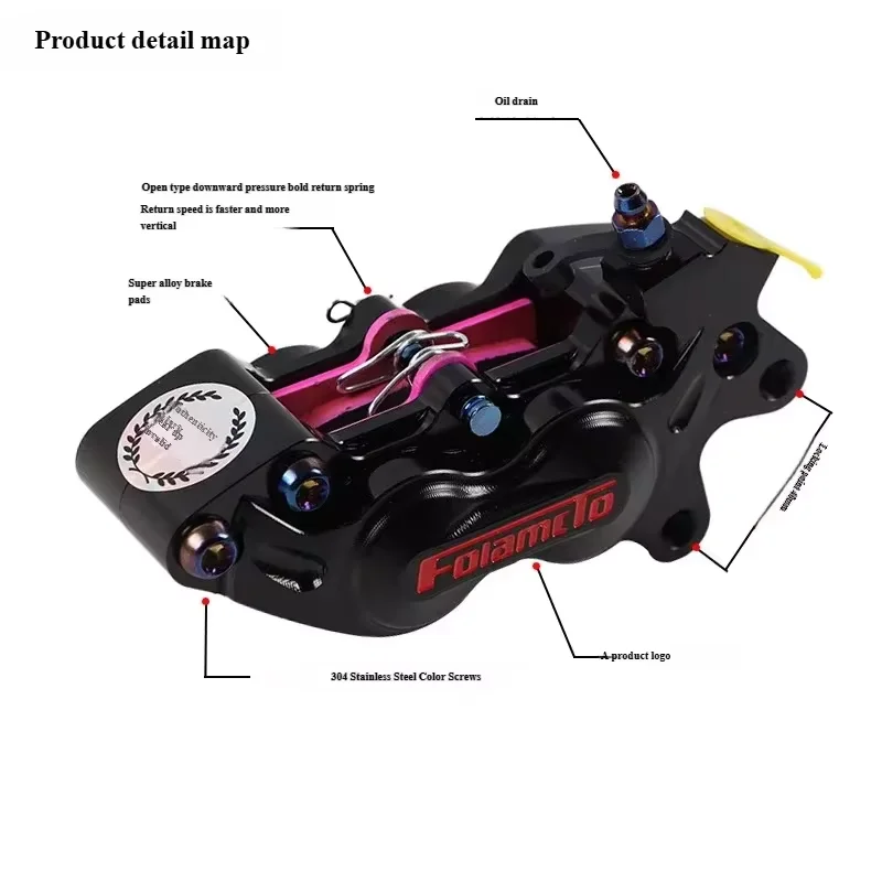 Flandro Track Edition Big Clam Brake Caliper Universal Aftermarket Disc Brake Caliper for Electric Motorcycles Oasis Select