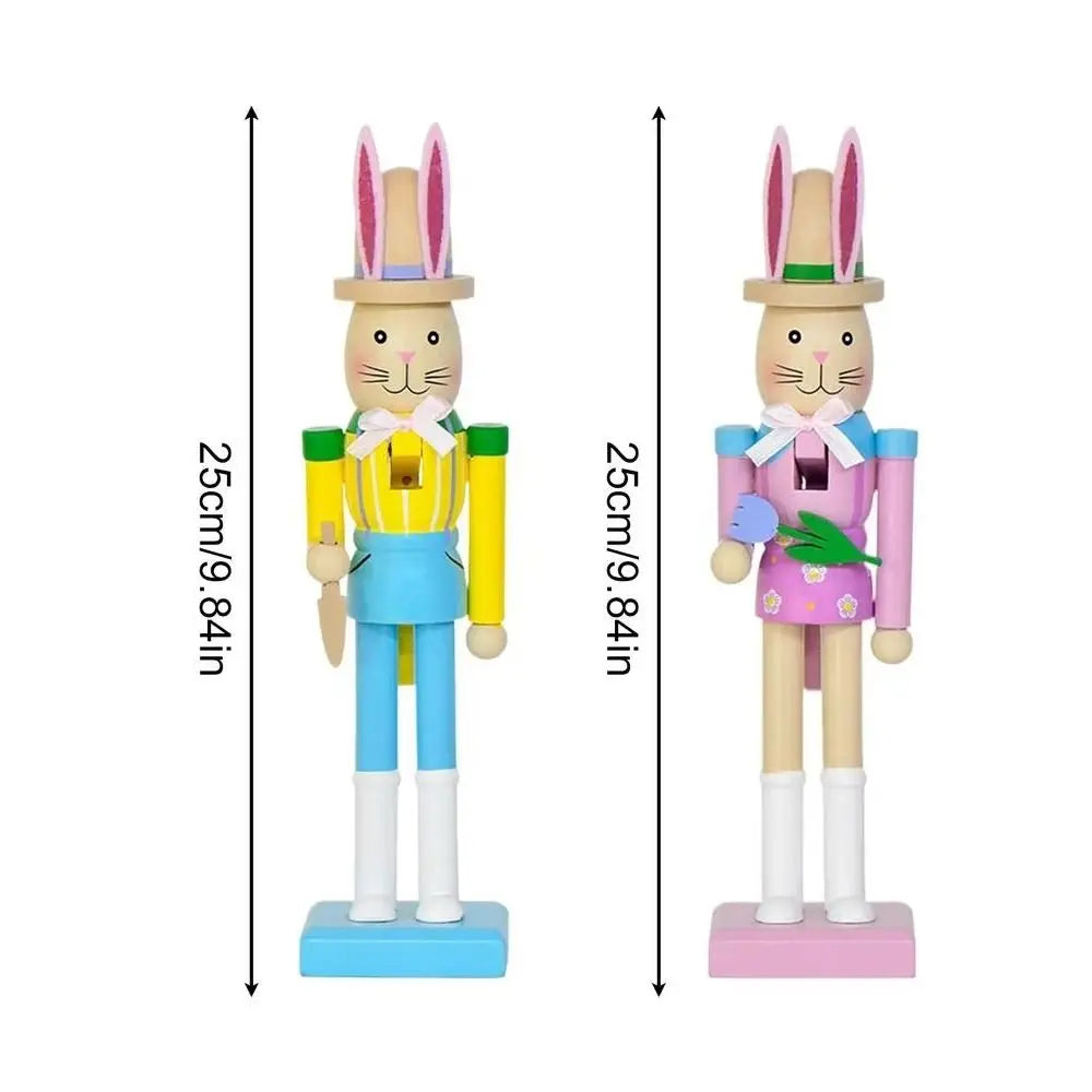 Wooden Easter Bunny Nutcracker Figurine | Handmade Décor Gift Holiday Figurine Oasis Select