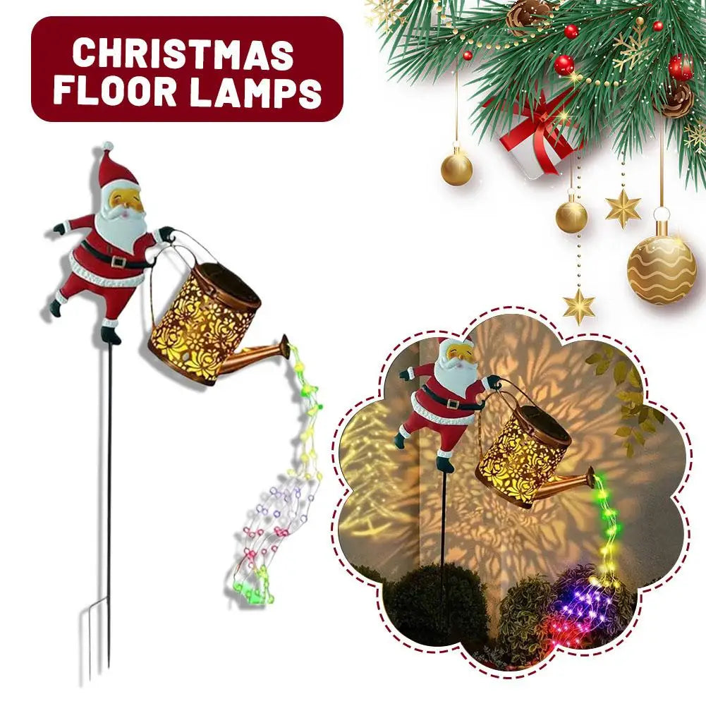 Solar Powered Watering Snowman Lights Vintage Metal Hanging Kettle Lantern Outdoor Garden Decor for Yard Patio Villa Decoration Oasis Select