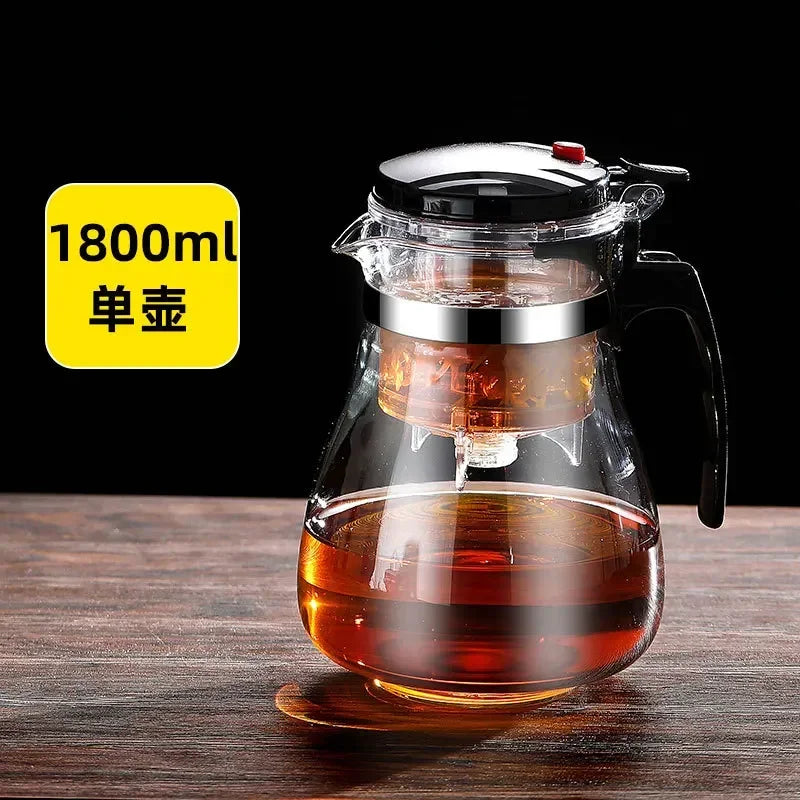 Water Separation Inner Container Teapot One Click Switch Tea Separation Filtration Glass Tea Pot 500ml-1800ml Kung Fu Teaware Oasis Select 1800ML