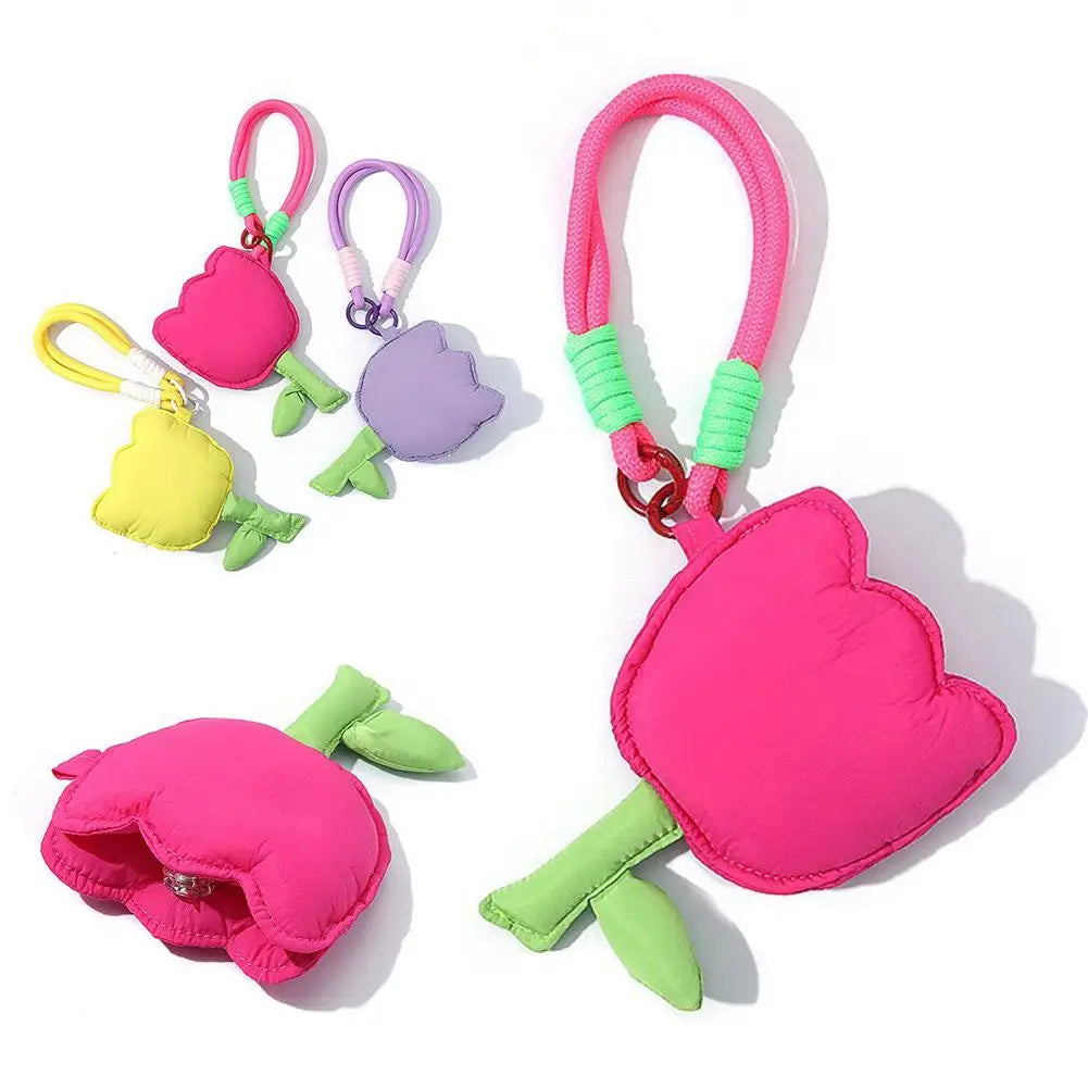 Kawaii Tulip Flower Coin Purse – Mini Makeup & Lipstick Pouch