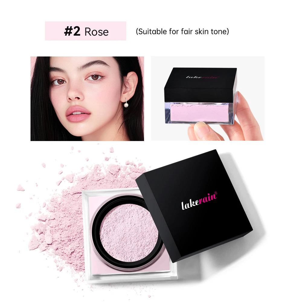Matte Loose Baking and Setting Powder powder Oil Control Natural Face Matte Waterproof Brightening Loose Powder Makeup Oasis Select 2Rose 2pcs