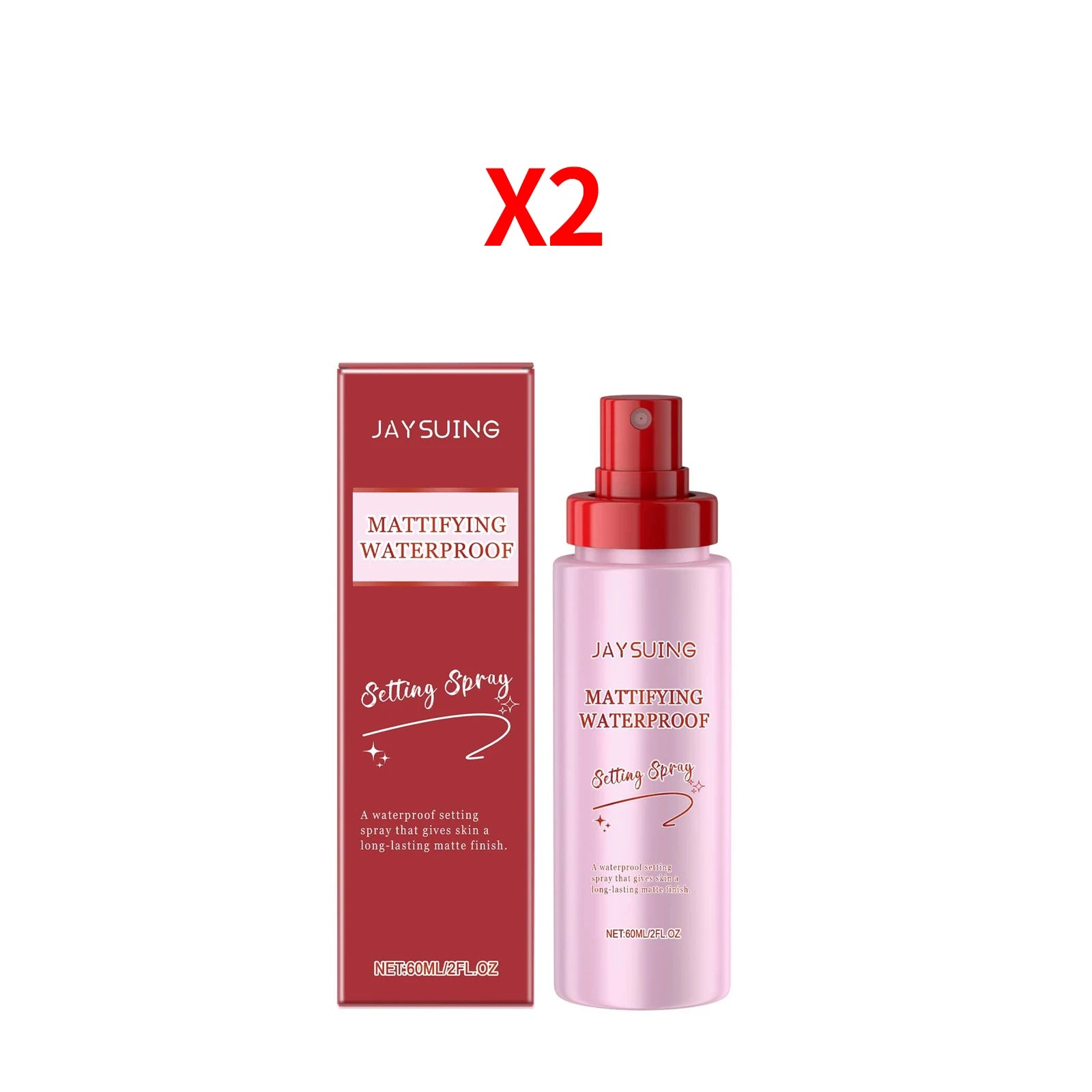 Mattifying Waterproof Setting Spray Matte Base Makeup Control Oil Non-sticky Glossy Make-Up Fixer Spray for All Skin 60ml Oasis Select 2 X 60ml boxed
