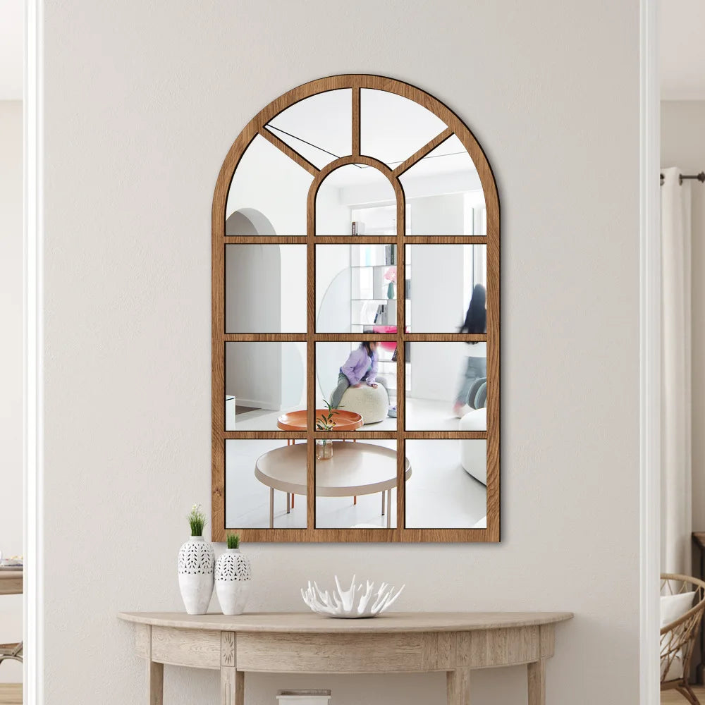 Wood and Acrylic Mirror Paste False Window Living Room Bedroom Study Decorative Wall Paste wall decor Oasis Select