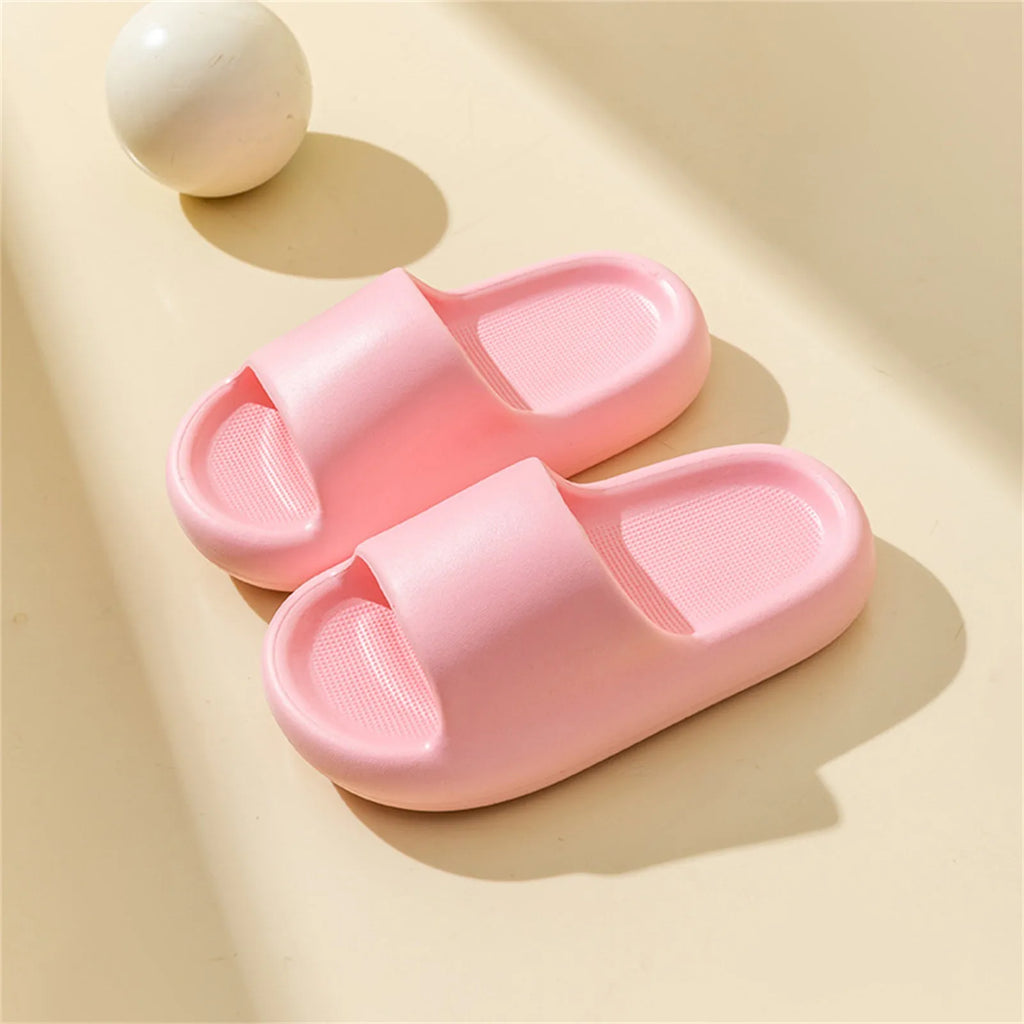 Children Bathroom Slippers Summer Solid Color Anti Slip Soft Sole Kid Slippers 4-10 Years Old Boys and Girls Cute Home Slippers Oasis Select Pink 34