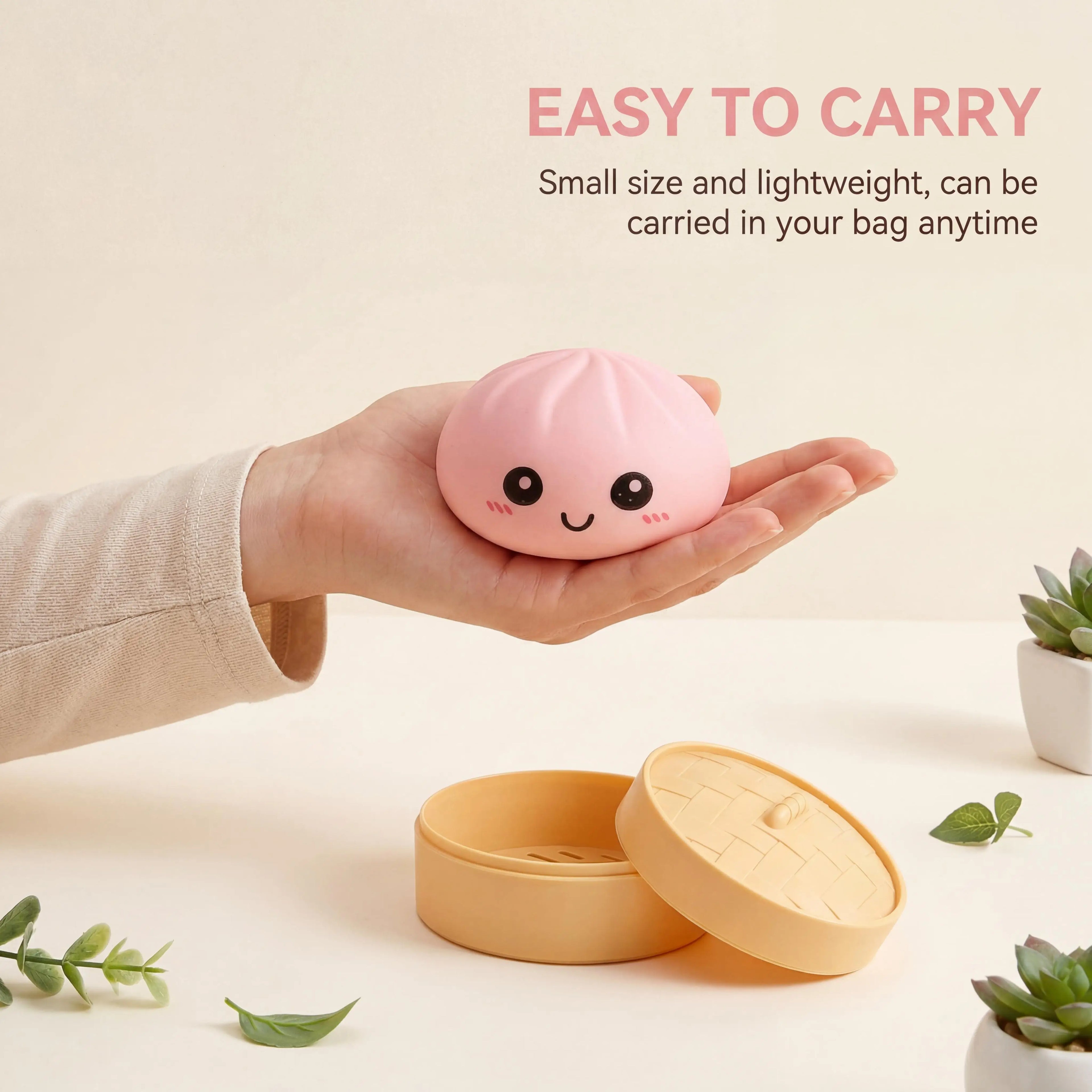 Dumpling Squishy Toy with Steamer – Stress Relief Ball 4 Colors Squishy Stress Toy Oasis Select