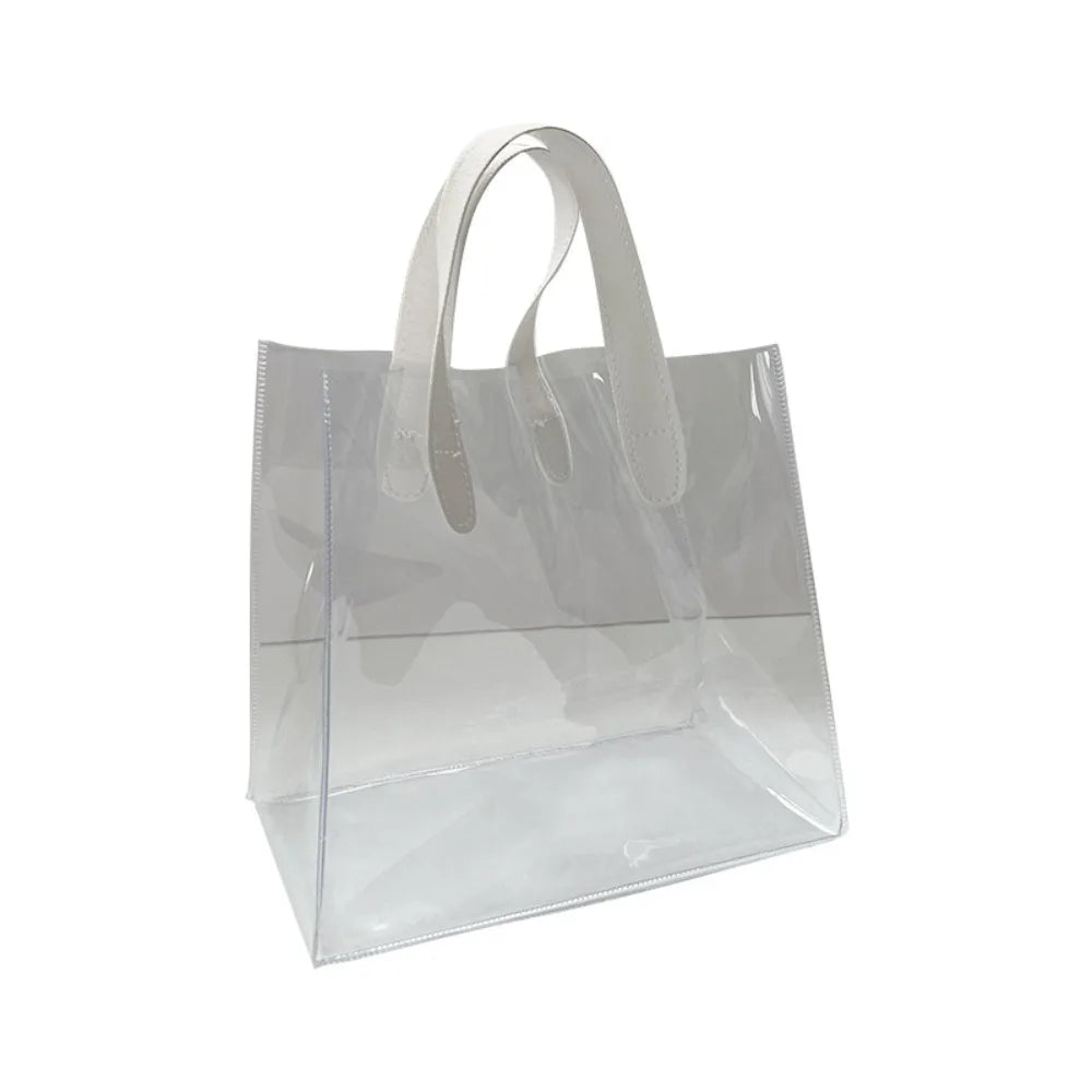 Large Capacity PVC Clear Tote Bag Transparent Handle Transparent Shopping Bags Waterproof Storage Bag Oasis Select