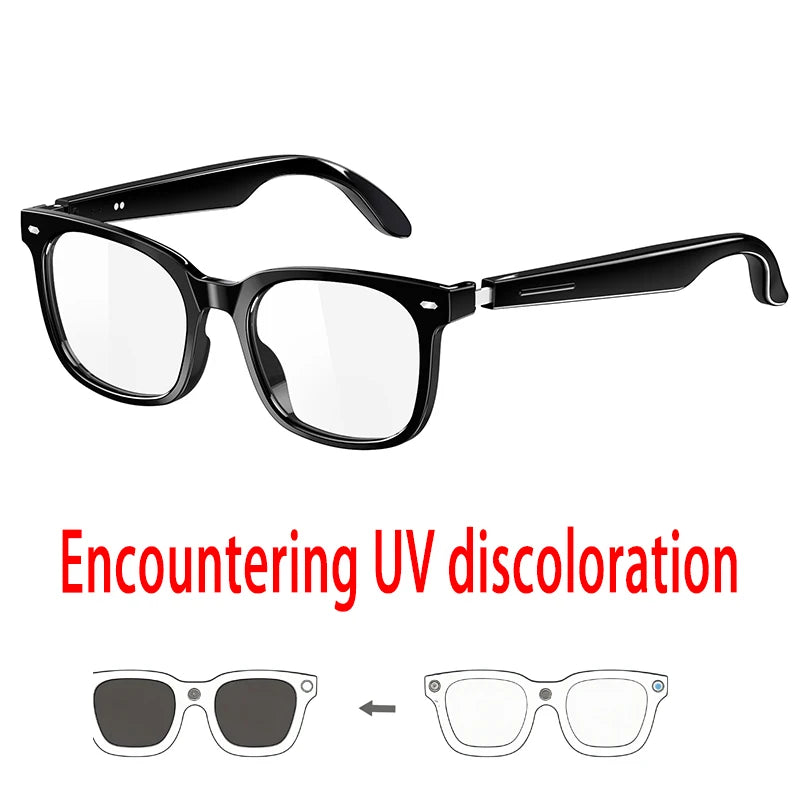 Sunglasses UV/Blue Light Protection Photochromic Glasses Women Voice Call Smart Glasses Men Eyewear Play Music Remote Shooting Oasis Select BK