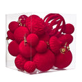 36PCS Flocked Christmas Ball Ornaments Velvet Pendant Christmas Tree Decoration Holiday Decoration for Christmas, New Year Oasis Select Red