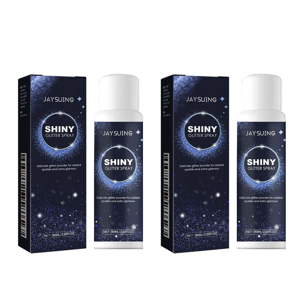 Shiny Glitter Spray Radiant Silver Glitter Spray for Hair &Body Instant Holographic Highlight Sparkling Shimmer Makeup for Party Oasis Select 2Pc x 60ml Boxed
