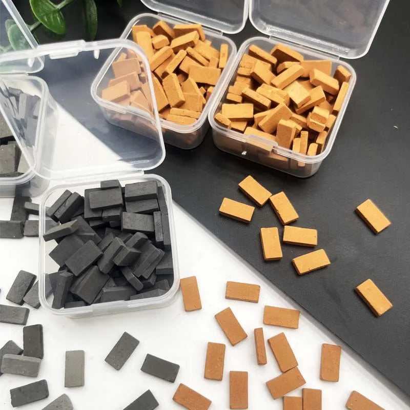 80pcs/1box 1:35 mini wall tiles miniature brick statue model brick building set fake bricks for garden landscape accessories Oasis Select