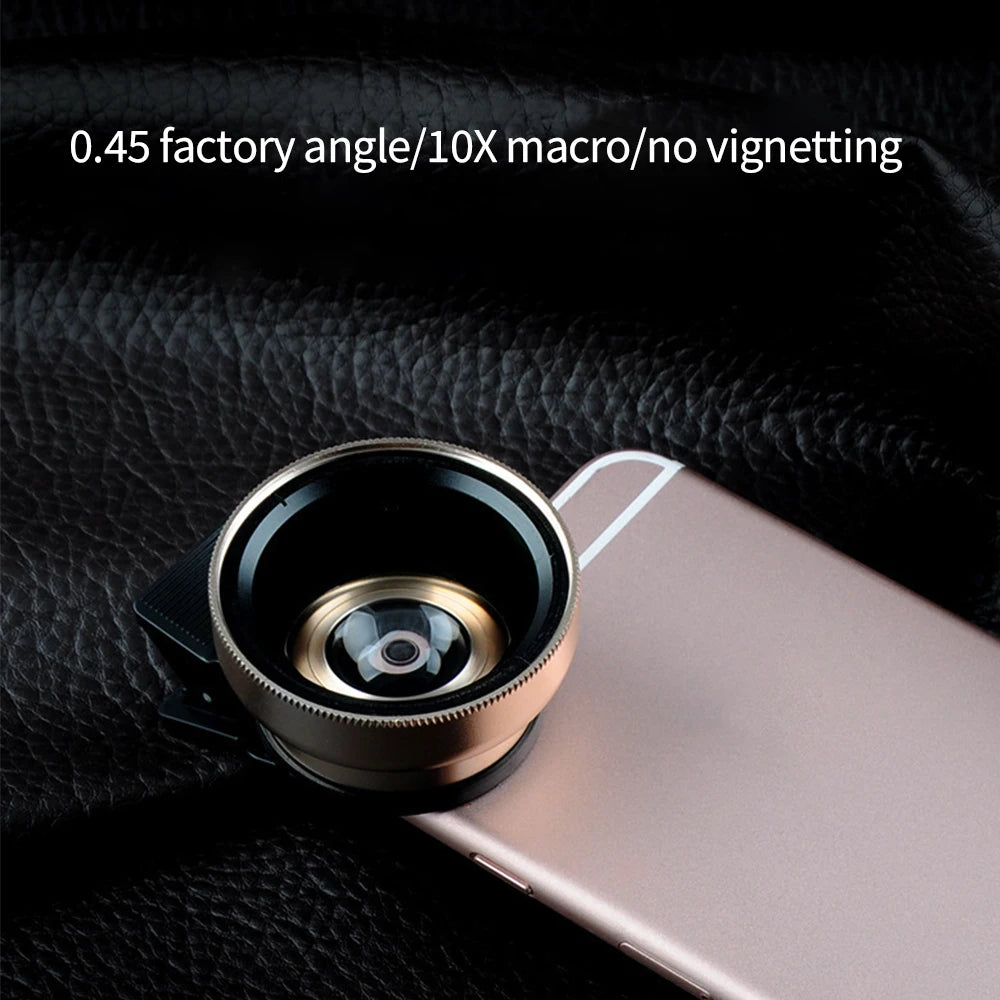 2 IN 1 Lens Universal Clip 37mm Mobile Phone Lens Professional 0.45x 49uv Super Wide-Angle + Macro HD Lens For iPhone Android Oasis Select