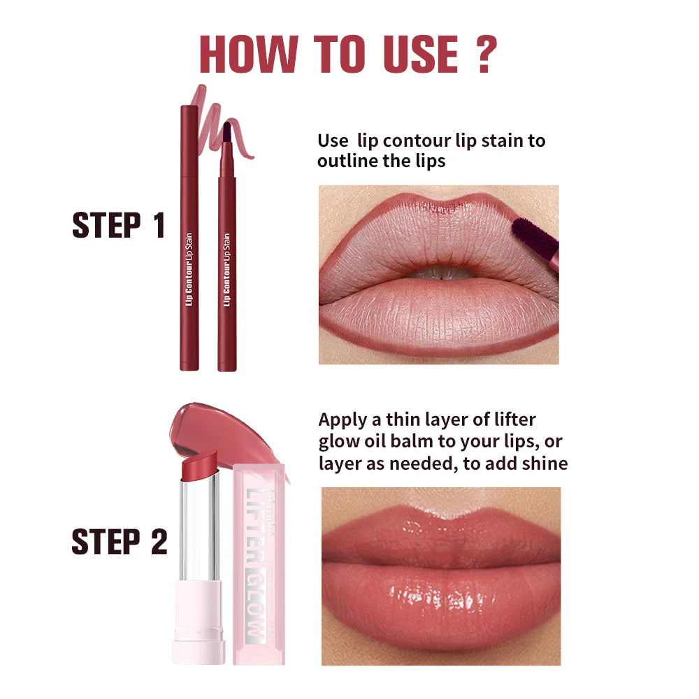 2pcs/set Lip Liner Pencil Smooth Moisturizing Lip Balm Lip Coutour Natural Look Long Lasting Hydrating Lips Makeup Kit Oasis Select