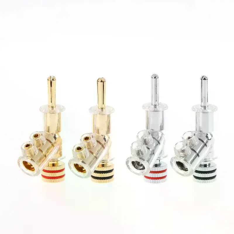 2/4Pcs HIFI Gold/Rhodium Plated Lockable Speaker Cable Banana Plug Connector Self-locking Audio Accessories Oasis Select