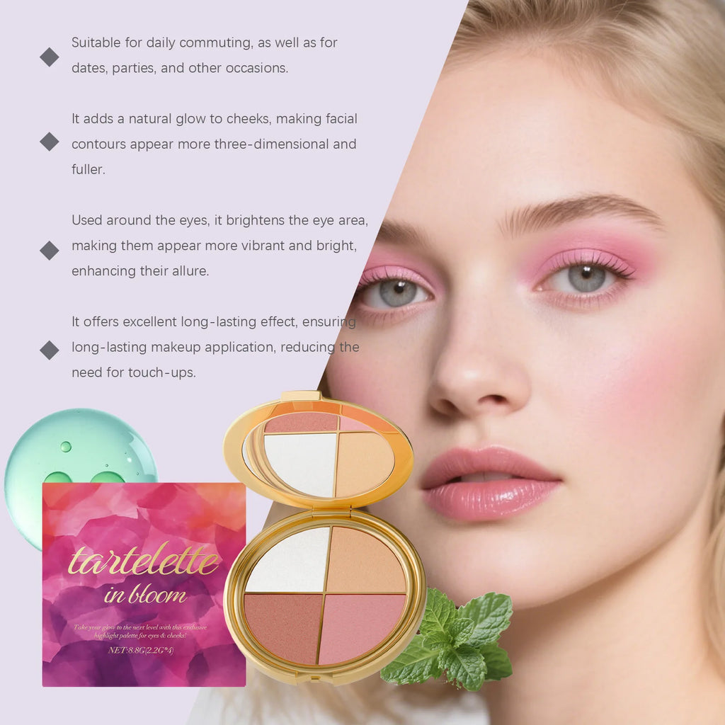Highlight Powder Blusher Eye Shadow Plate Brighten Eye Area Smoothe Facial Skin Perfect Elegant Natural Look Portable Eye Makeup Oasis Select