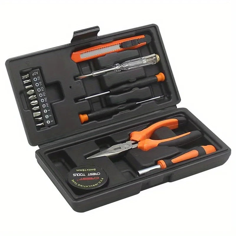 18pcs Durable Hardware Tool Kit Set Multi-Functional Household Hand Repair Tools with Portable Storage Case Oasis Select