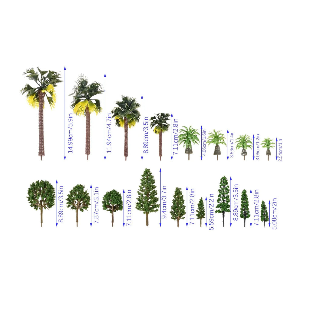 28Pcs Miniature Craft Trees Different Sizes and Styles for DIY Micro-landscape Decoration,realistic Architectural Models Durable Oasis Select