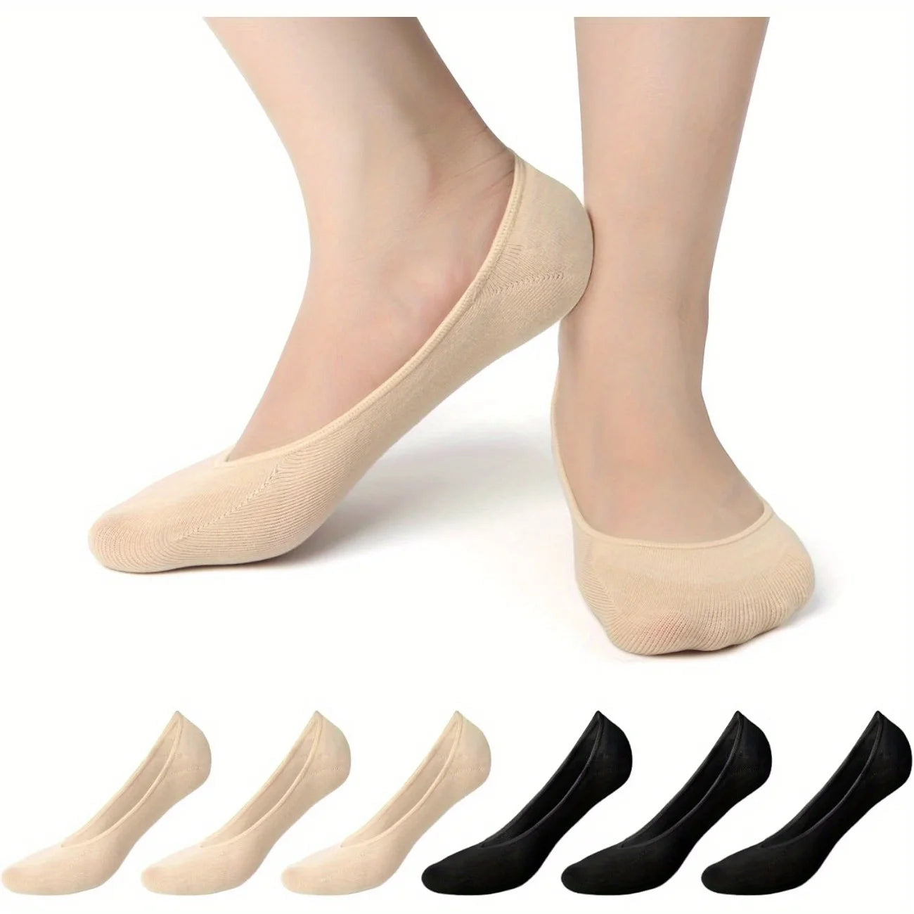 6 Pairs of Spring and Summer Thin Lined Boat Socks, Women's Super Large Elastic Invisible, Anti Slip Strip Not Easy To Fall Off Oasis Select MULTI One Size