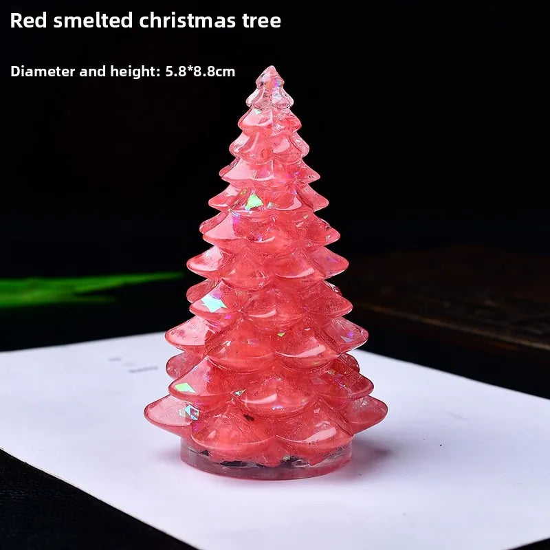 New Natural Crystal Crushed Stone Christmas Tree Resin Decorative Item for Home Desktop Decoration Christmas Display Oasis Select P 5.8cm x 8.8cm