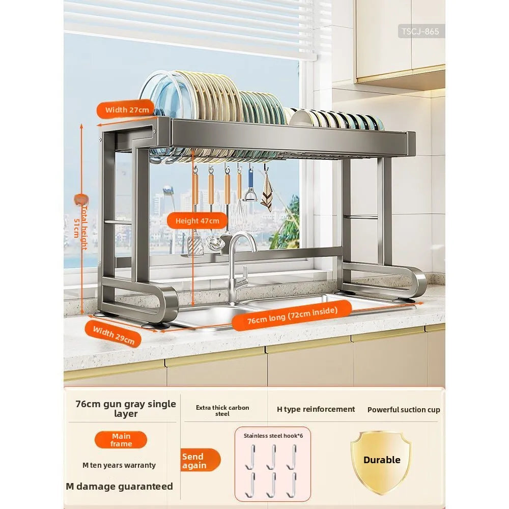 Dish Storage Rack Kitchen Sink Shelf Dish Drain Rack Sink Dish Shelf Oasis Select 76-Single-6