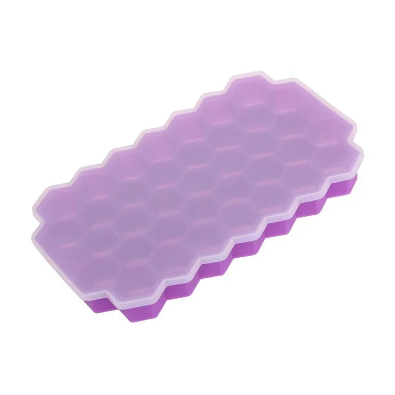 Ice Cube Tray Silicone Mould 37 Cellular Silicone Ice Cubes Hexagonal Molds DIY Kitchen Honeycomb Ice Cubes Molds Oasis Select Purple-cover