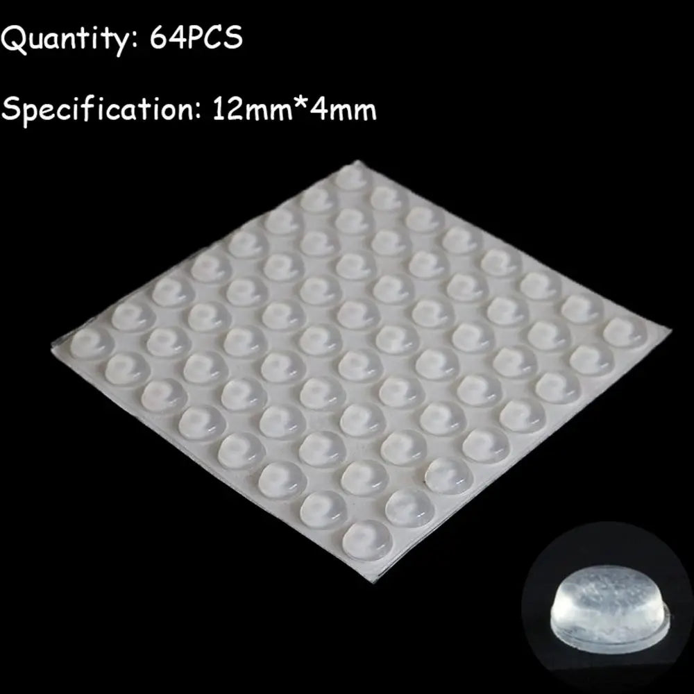 50/64/80/100PCS Silicone Furniture Door Bumper Cushions Transparent Buffer Pads Anti-slip Self-adhesive Collision Cushion Oasis Select 12X4mmX64PCS