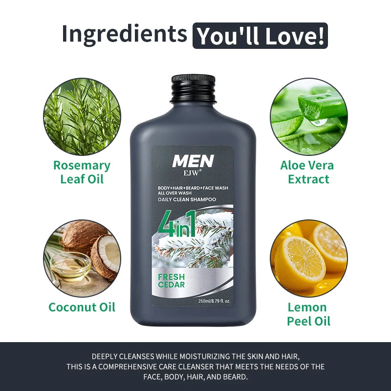 Men's 4-in-1 Body, Hair, Beard & Face Wash – Hydrating Men's All-in-One Wash Oasis Select