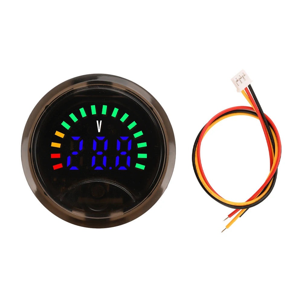 DC7-100V Mini Digital Voltmeter Battery Capacity Tester 2-Wire Circular Voltage Current Meter Volt Detector Test Power Indicator Oasis Select Blue light