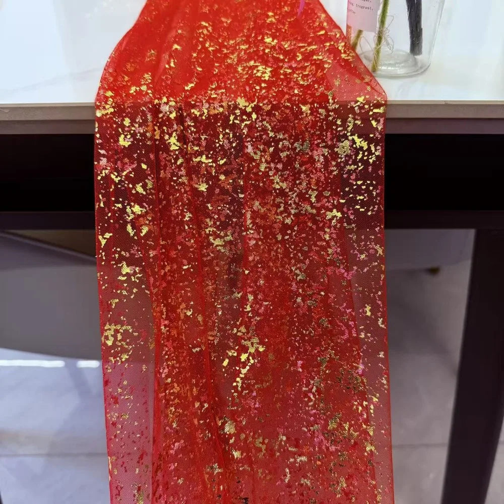 Gold Sequin Glitter Table Runner – Elegant Sheer Tablecloth