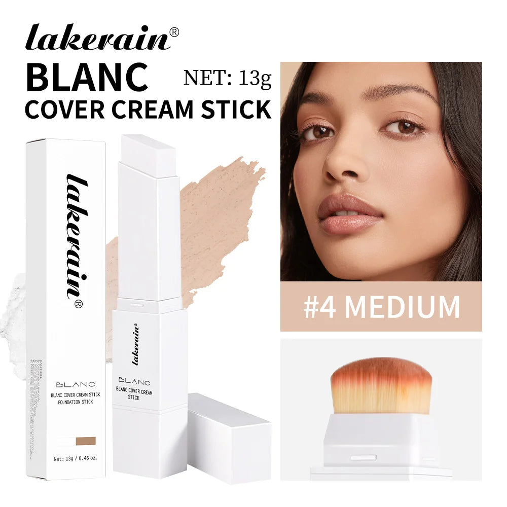Lakerain Blanc Cover Cream Stick Dual-ended Design Waterproof Foundation Coverage Travel Bronze Creamy Foundation Natural Makeup Oasis Select 4 Medium
