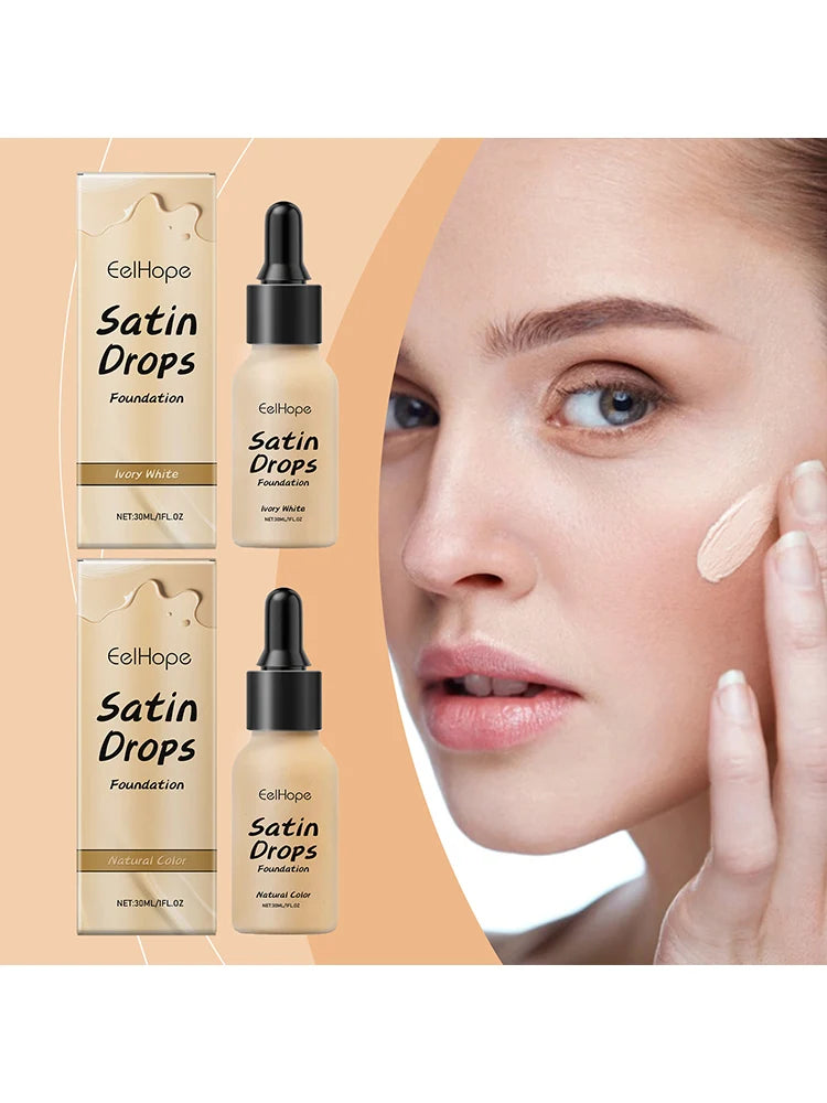 EELHOPE Satin Drops Foundation Moisturizing Hides Wrinkles Lines Hydrating Color Longwearing Waterproof Makeup Base Concealer Oasis Select