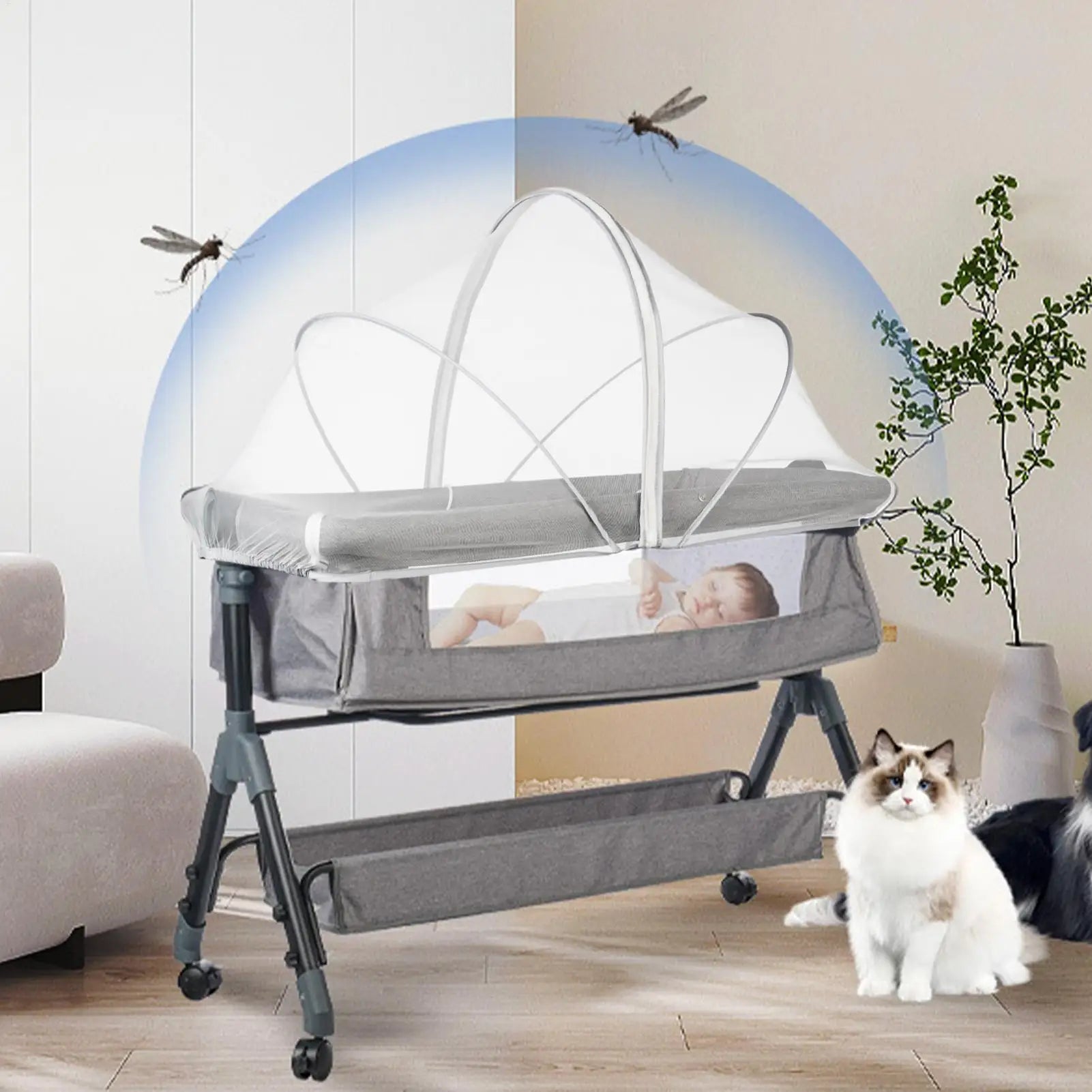 Bassinet Netting Cover Bassinet Cover Breathable Foldable Mesh Zipper Baby Mosquito Net Encrypted Bug Net Crib Protectors Oasis Select
