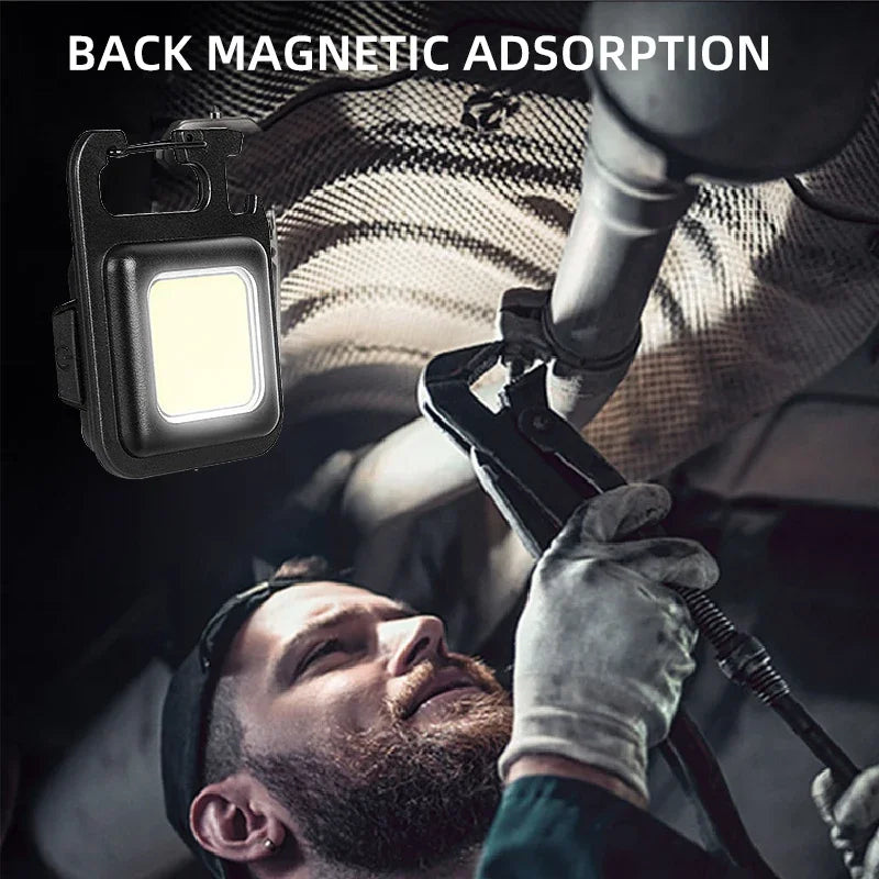 Super Bright MINI COB Keychain Flashlight Charging Lamp Camping Lights with Magnet 4 Lighting Modes for Camping Home Oasis Select