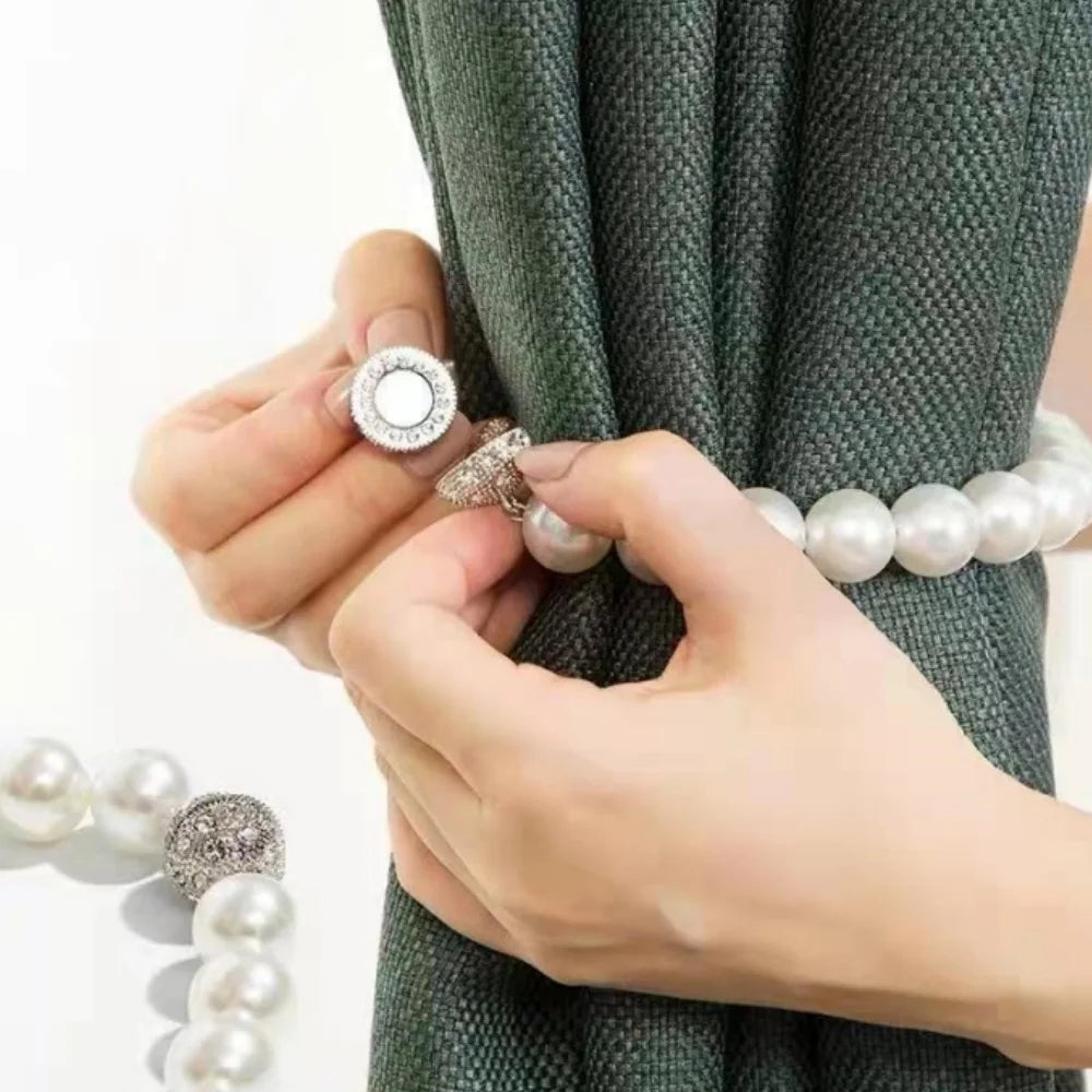 Pearl Magnetic Curtain Tie Backs Curtain Buckle Curtain Rope Holder Hook Curtain Binding Strap Kids Room Decoration Accessories Oasis Select