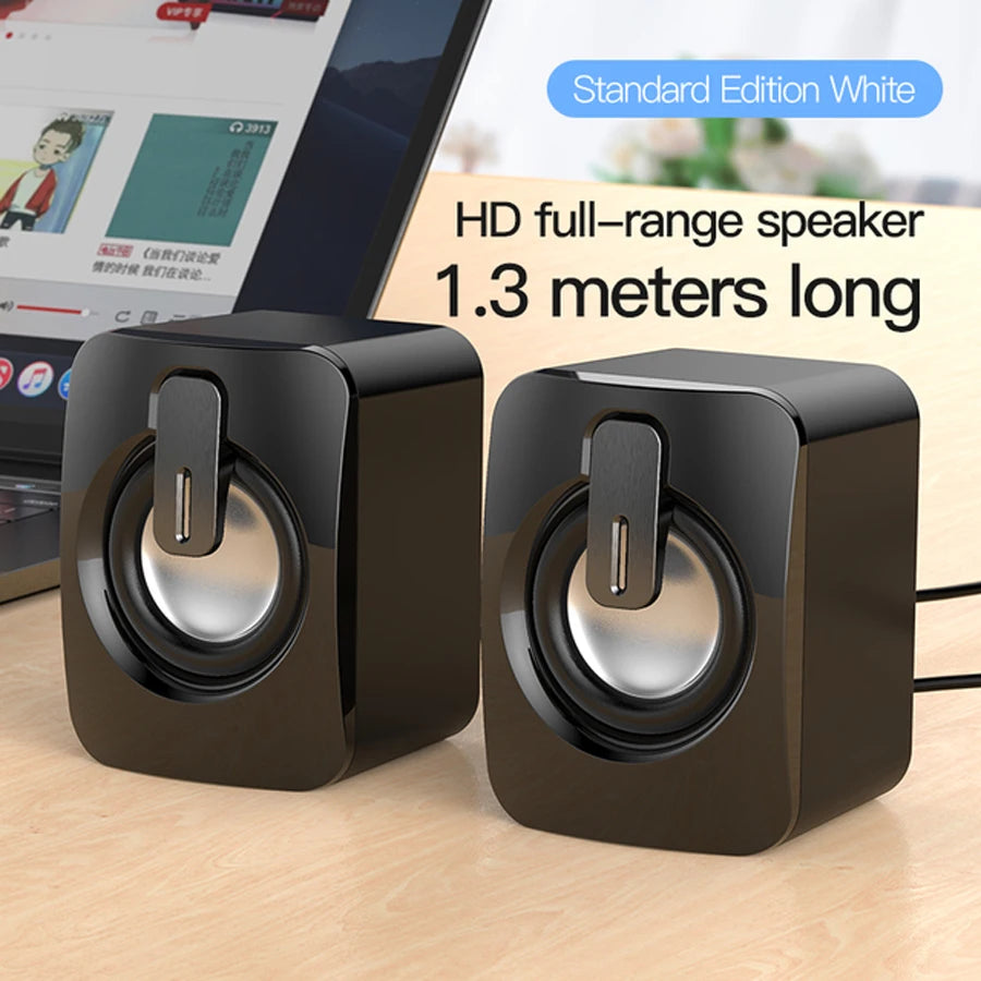 AyeBeau Mini Wired 2.0 Stereo PC Speakers – USB Desktop Audio