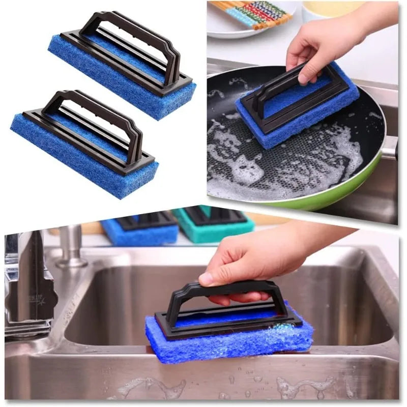 Handle Sponge Cleaning Brush & Scouring Pad Set – 1–20 PCS