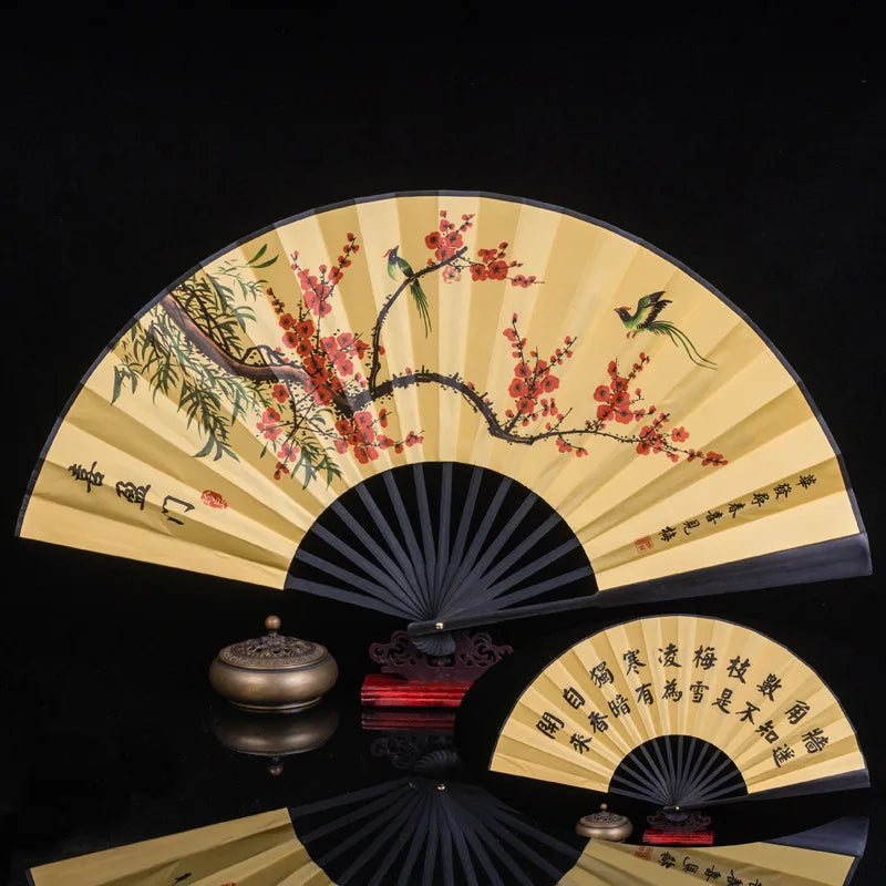 Ancient Folding Fan Chinese Scenic Spots Retro Classic Blank Fan Craft Silk Cloth Fan For Decoration Performance Gift Idea Oasis Select A8