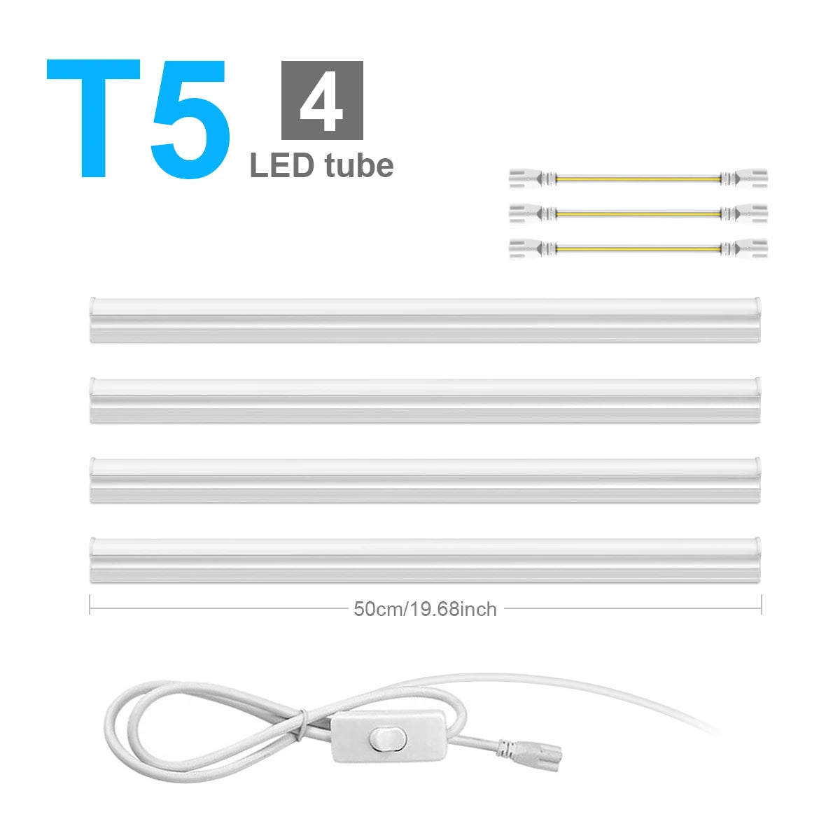 1-6pcs Led Bar Lights T5 15W/T8 25W Tube 50CM High Lumen Fluorescent Lamp For Shops, Hotels, Exhibition Halls Lighting 110V 220V Oasis Select 4x T5 Tube Neutral White 100-130V US Plug