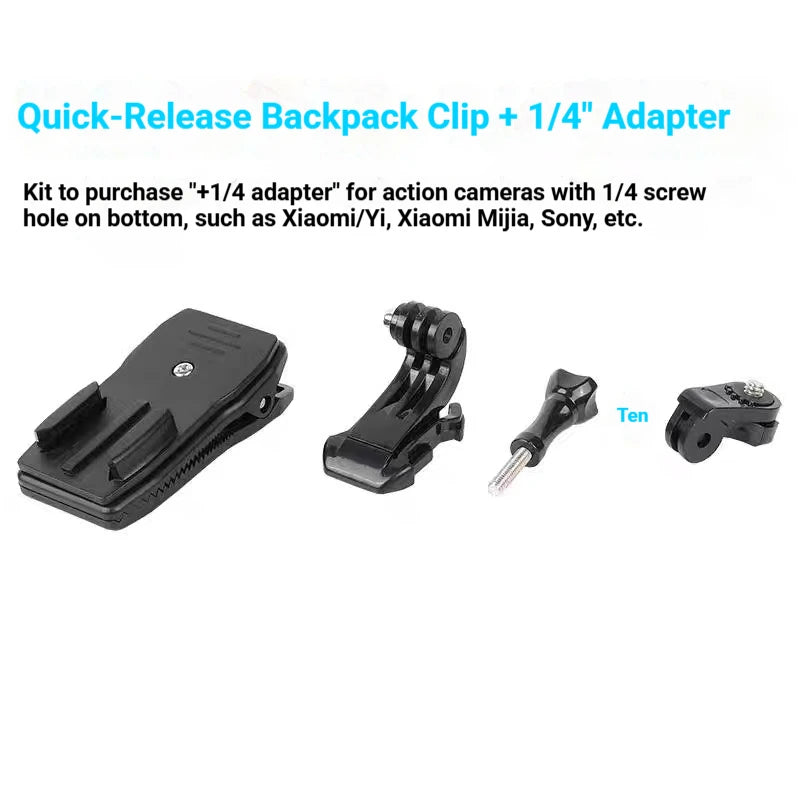 360° Rotating Backpack Strap Mount for GoPro, DJI & Insta360