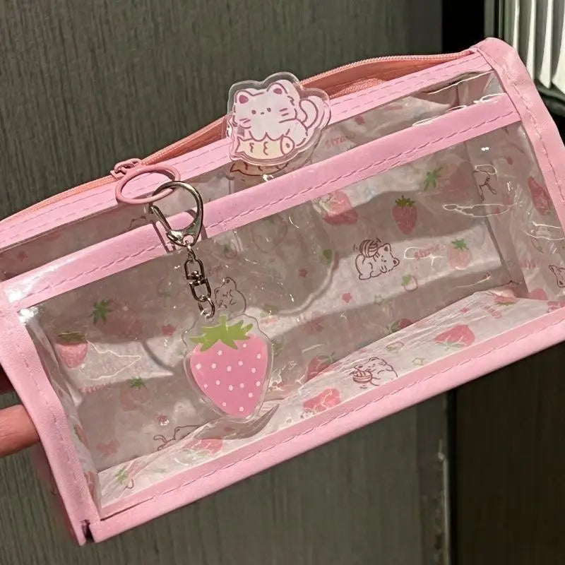 Cute Lightweight Transparent Pencil Case Large Capacity Zipper Pen Pouch for Primary School Students Stationery Storage Oasis Select
