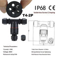1Pc Quick Screw Push-in Terminal, IP68 Waterproof T-Type Electrical Connector 2/3/4/5 Pin, Wiring Harness Junction Box Connector Oasis Select T4 2PIN 24A