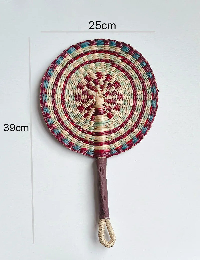Handwoven Straw Fan – Boho Wall Decor, Wedding & Party