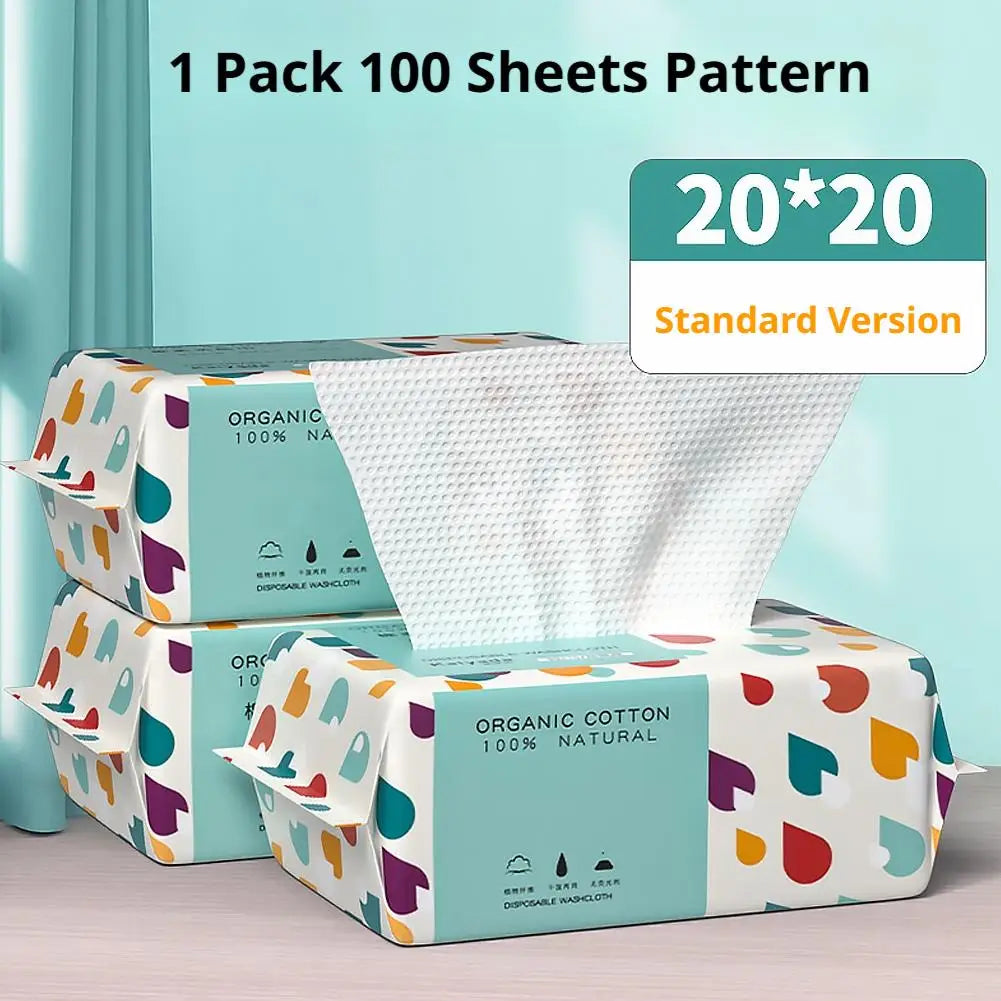 Disposable Cotton Face Towels 100-Count – Dry & Wet Facial Wipes Disposable Facial Towels Oasis Select