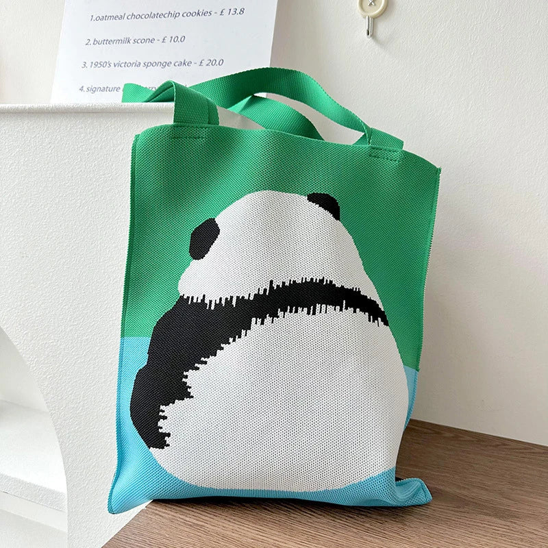 Knitted Shoulder Bag Cartoon Cute Casual Shopping Bag Large Capacity Women's Bag Oasis Select